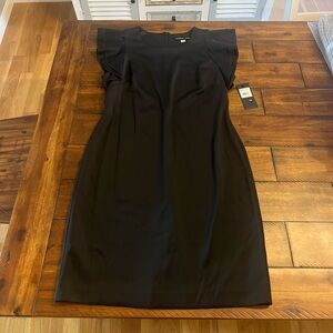 Andrew Marc Black Midi Dress with Ruffle Sleeves Size 14 *NWT*